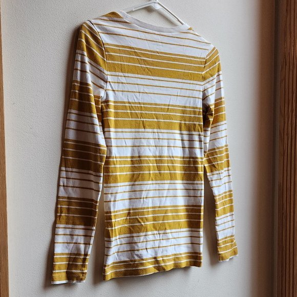 J.Crew Gold/Cream Striped Perfect Fit Long Sleeve Jersey Size Medium - Picture 11 of 14